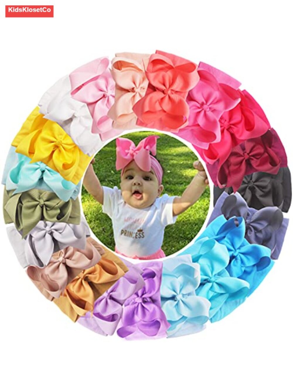 20 Pack Baby Girls Soft Nylon Headbands with Big Bows